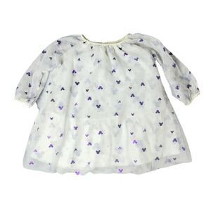 Disney Junior Mickey Mouse Dress Size 2T Tulle Overlay Purple White Sheer Flowy